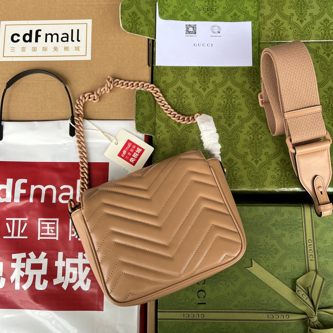 gg marmont mini 18cm all beige calfskin