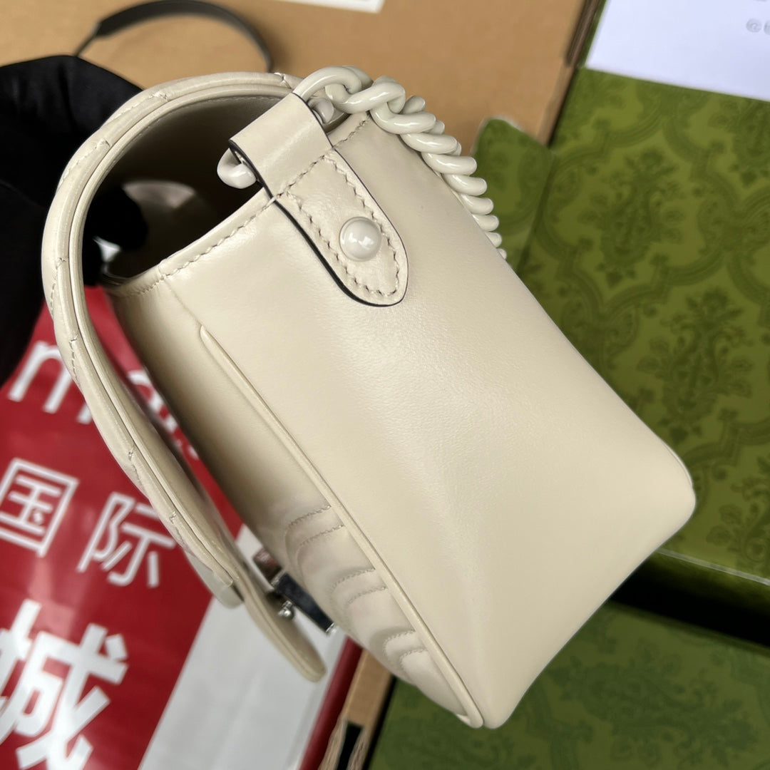 gg marmont mini 18cm all white calfskin