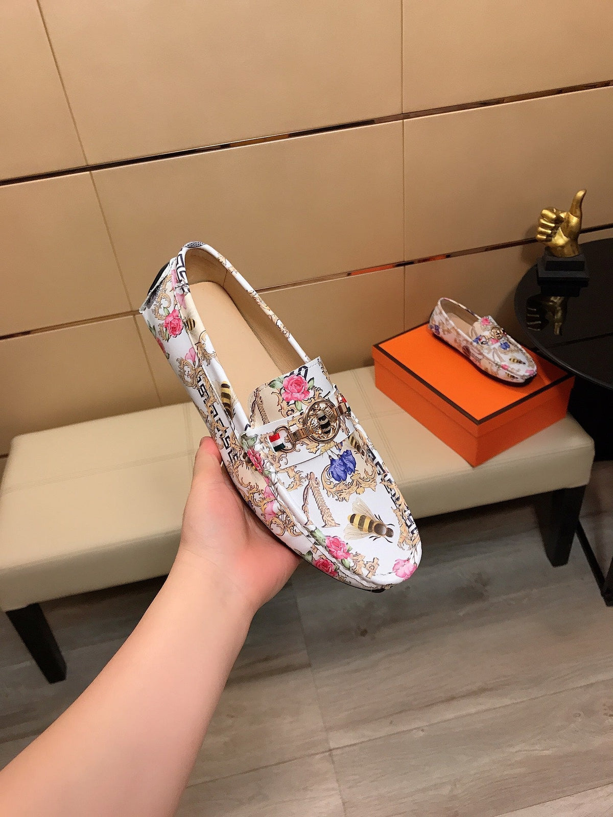 GG Men's Flower Loafer Multicolor Printed Leather 534586