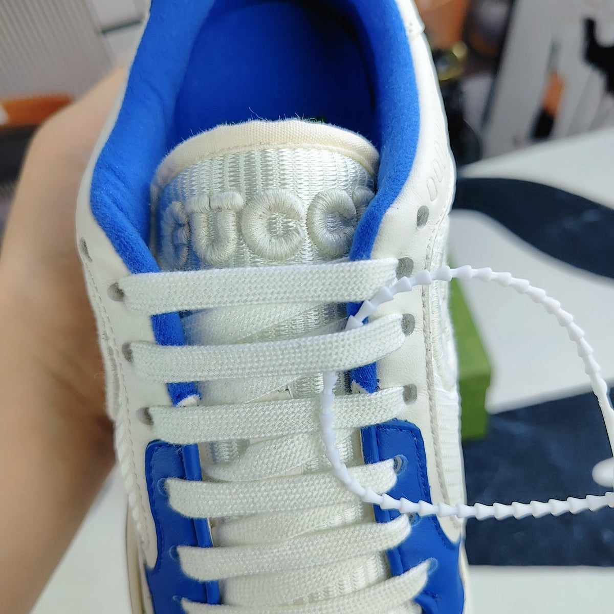 GG Men's MAC80 Sneaker White Blue Cowhide 523622