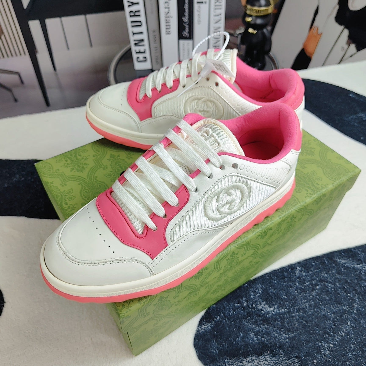 GG Men's MAC80 Sneaker White Pink Cowhide 523615
