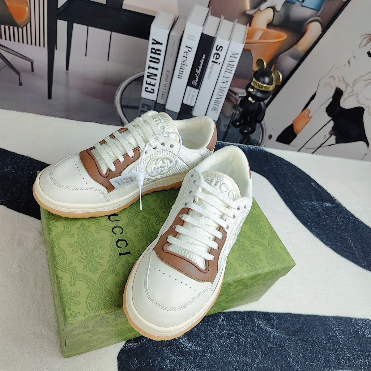GG Men's MAC80 Sneaker White Brown Cowhide 523621