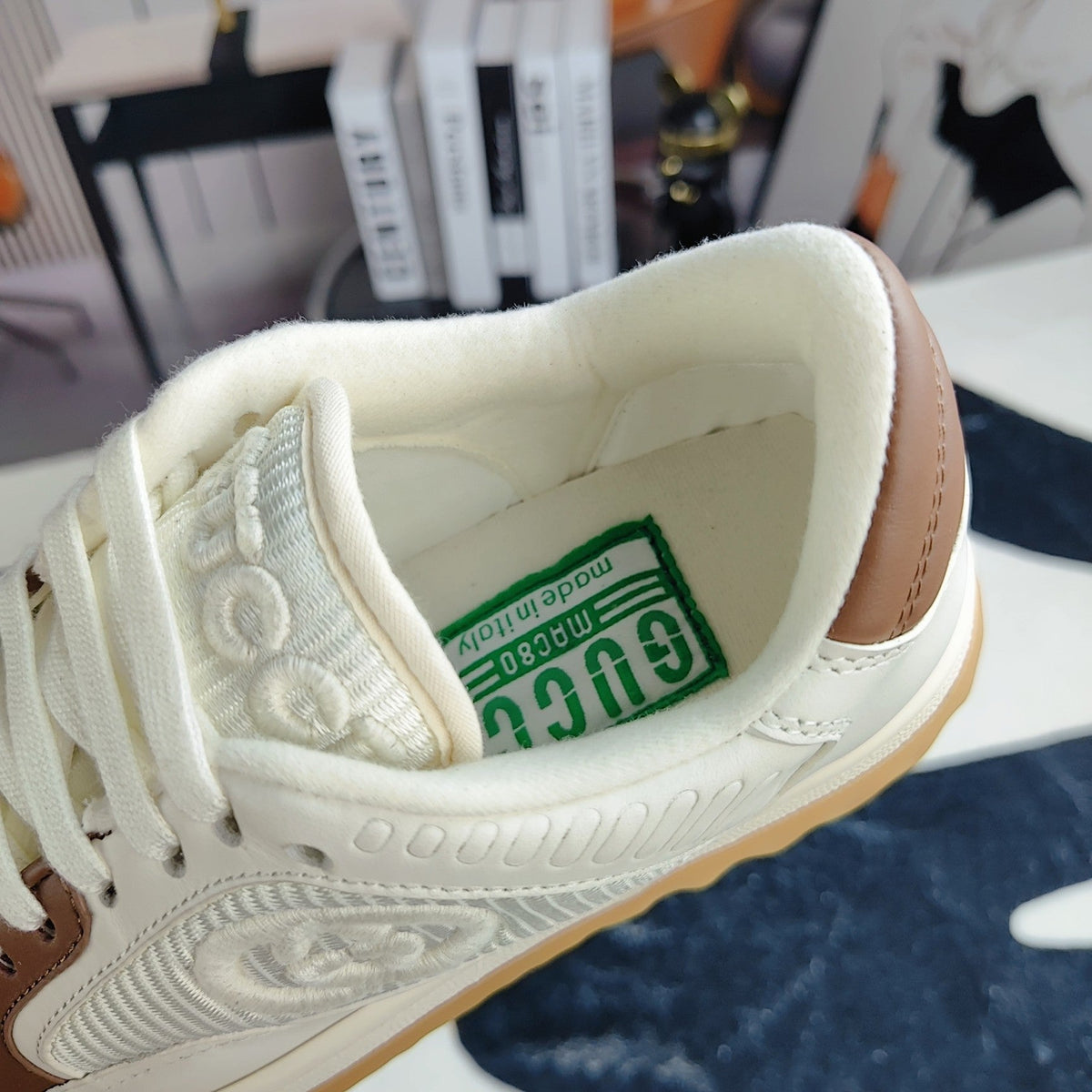 GG Men's MAC80 Sneaker White Brown Cowhide 523621