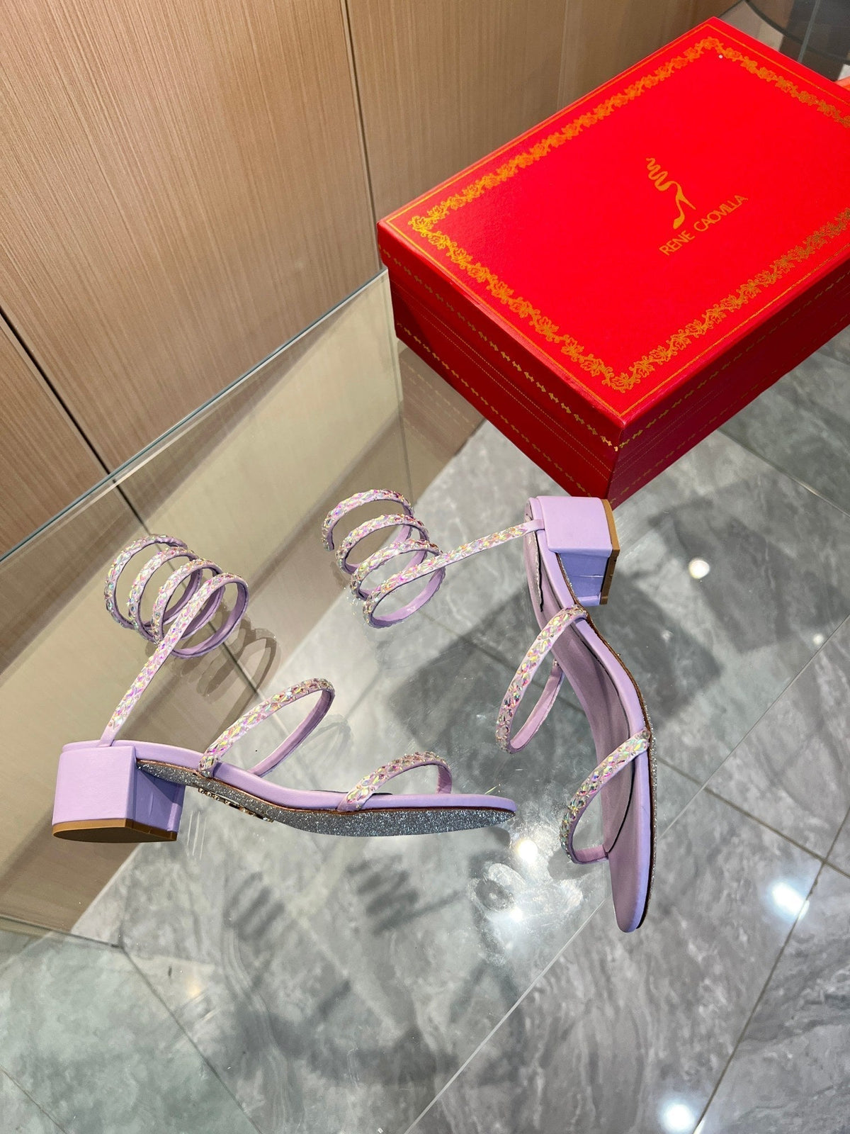RC Diamond Sandals Purple Silk Creole Glass Diamond 341985