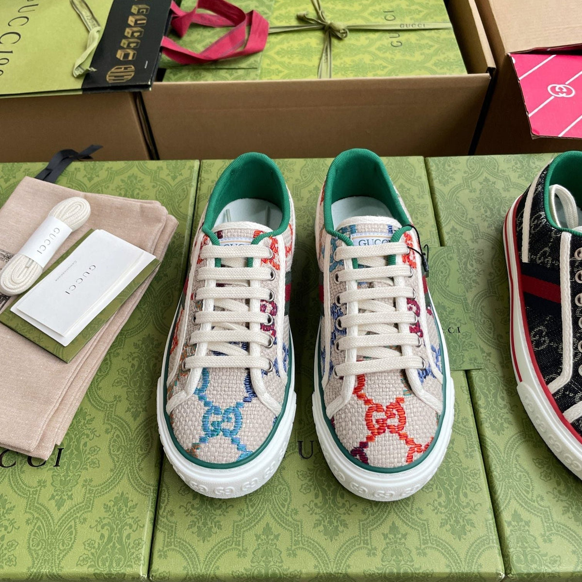 GG 26 Platform Sneaker Light Beige Multicolor Monogram Canvas 632830