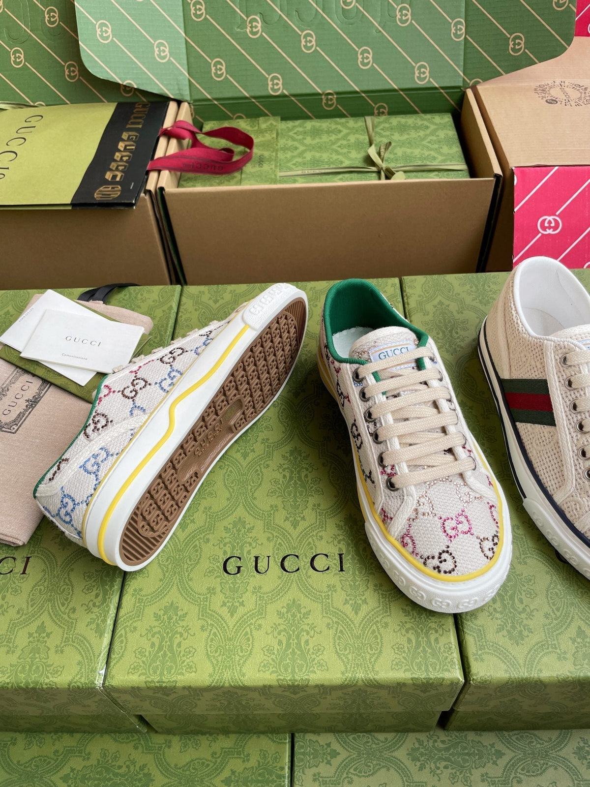 GG 26 Platform Sneaker Beige Multicolor Monogram Canvas 632833