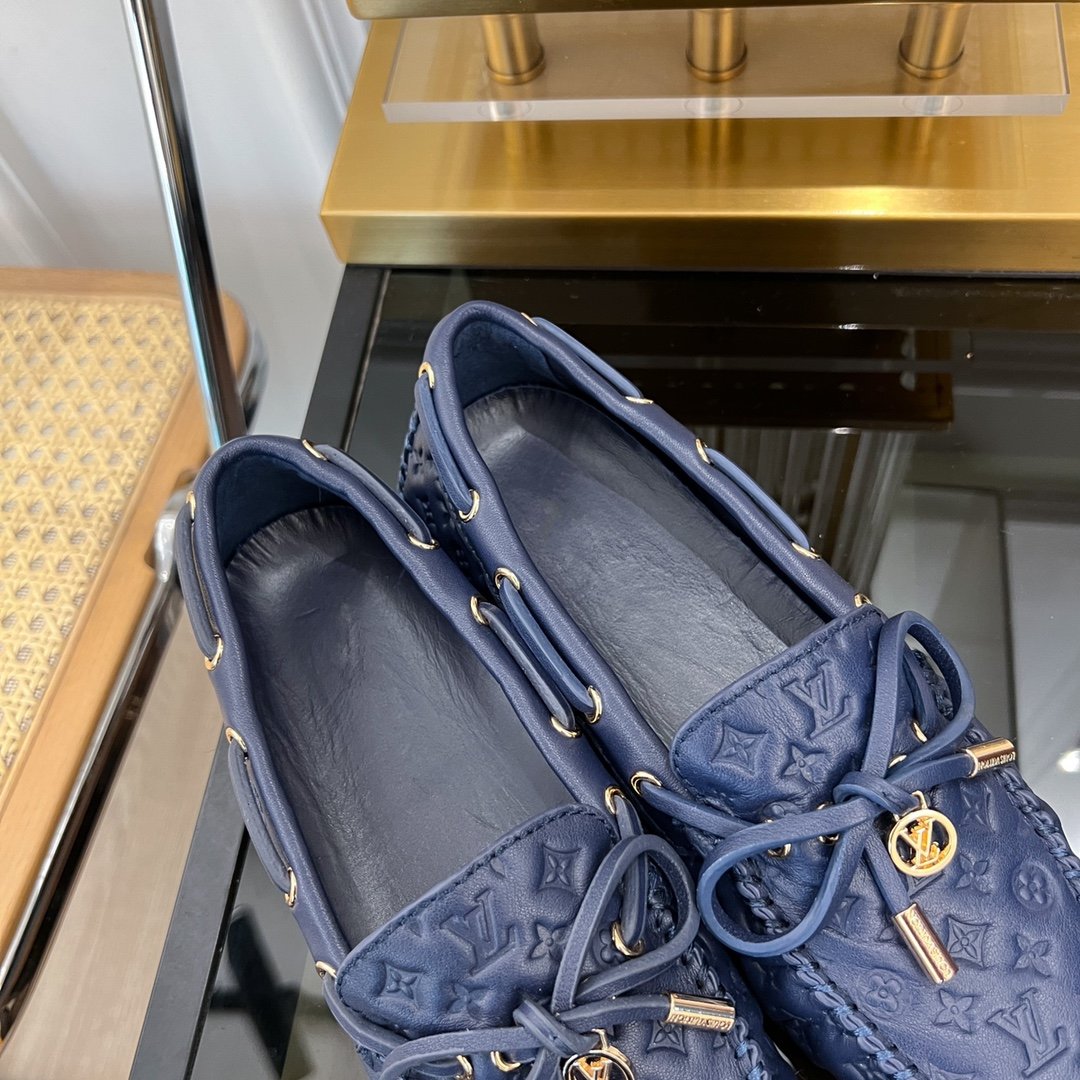LV GLORIA FLAT LOAFER LOGO STAMPING DARK BLUE