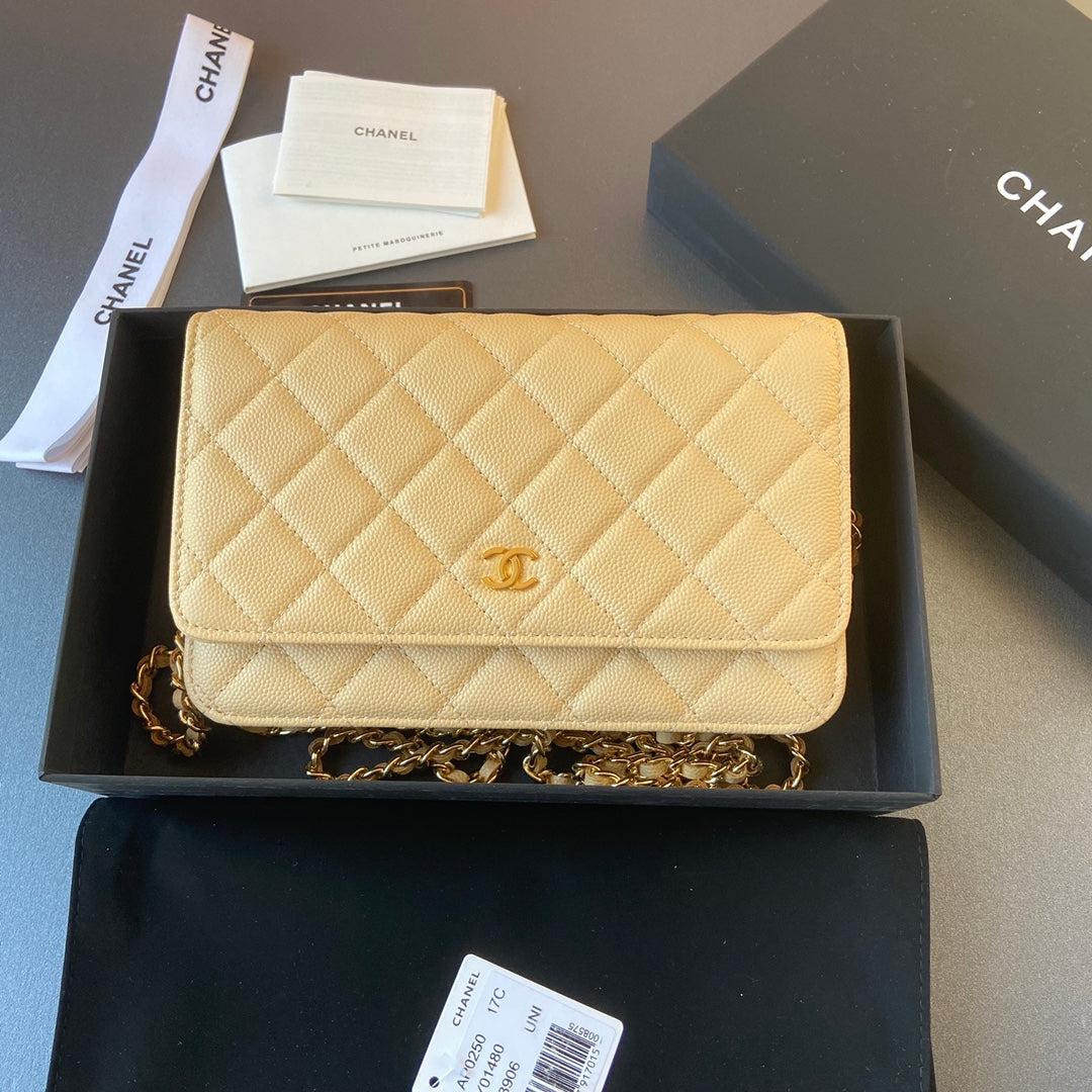 CC Woc 20cm Lime Grained Calfskin Gold Hardware