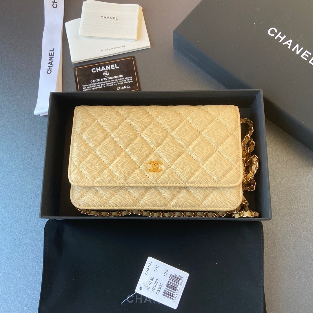 CC Woc 20cm Lime Grained Calfskin Gold Hardware