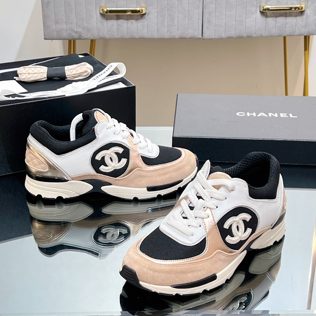 CC Sneaker In Nude Mesh Fabric Print Logo 149847