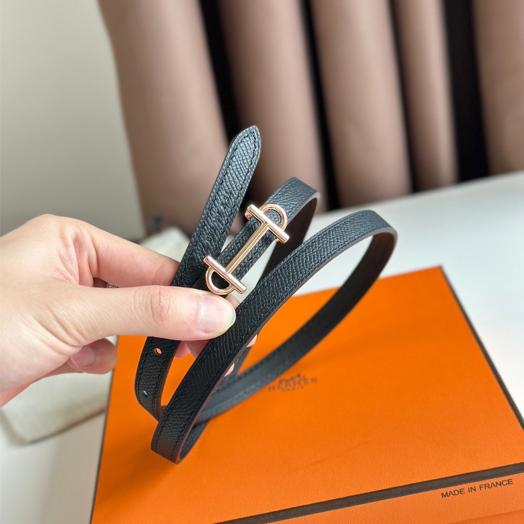 HM GAMMA BUCKLE & REVERSIBLE BLACK LEATHER STRAP 13MM COPPER HARDWARE