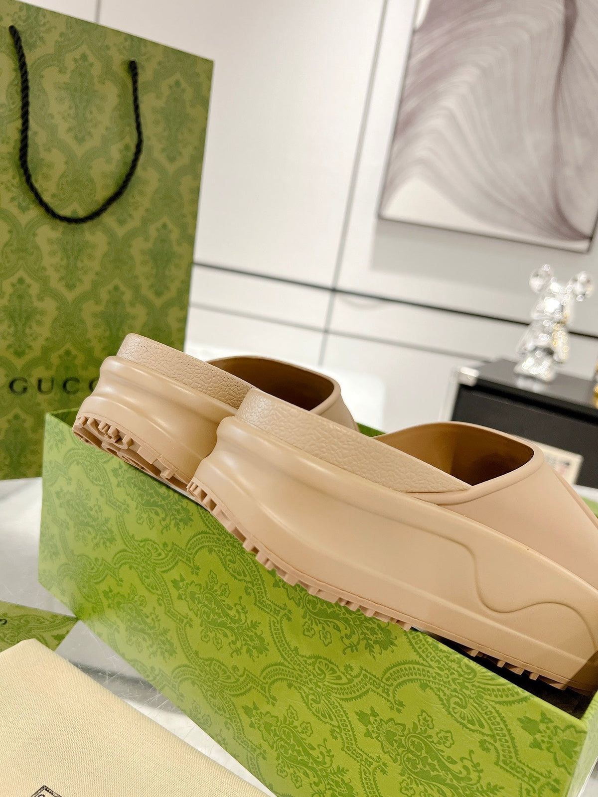 GC 25 Interlocking G 50mm Slide Sandal Beige Cowhide 292384