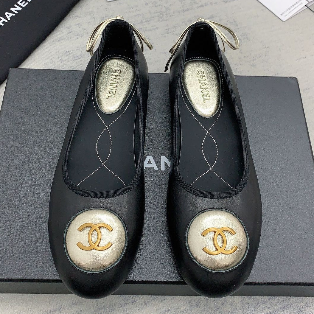 Chanel 2026 Small Bow Ballet Flat Black Lambskin 162260