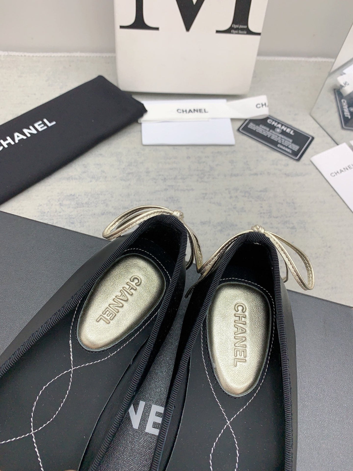 Chanel 2026 Small Bow Ballet Flat Black Lambskin 162260
