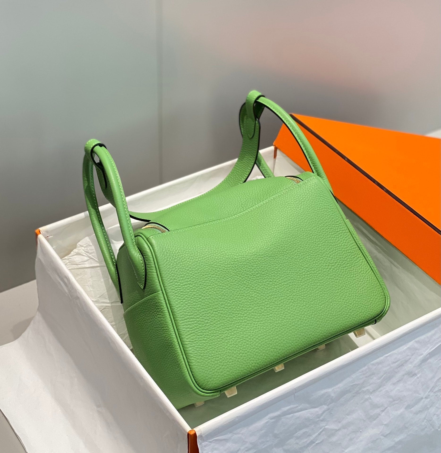HM LINDY 30 BAG KELLY GREEN TAURILLON CLEMENCE LEATHER