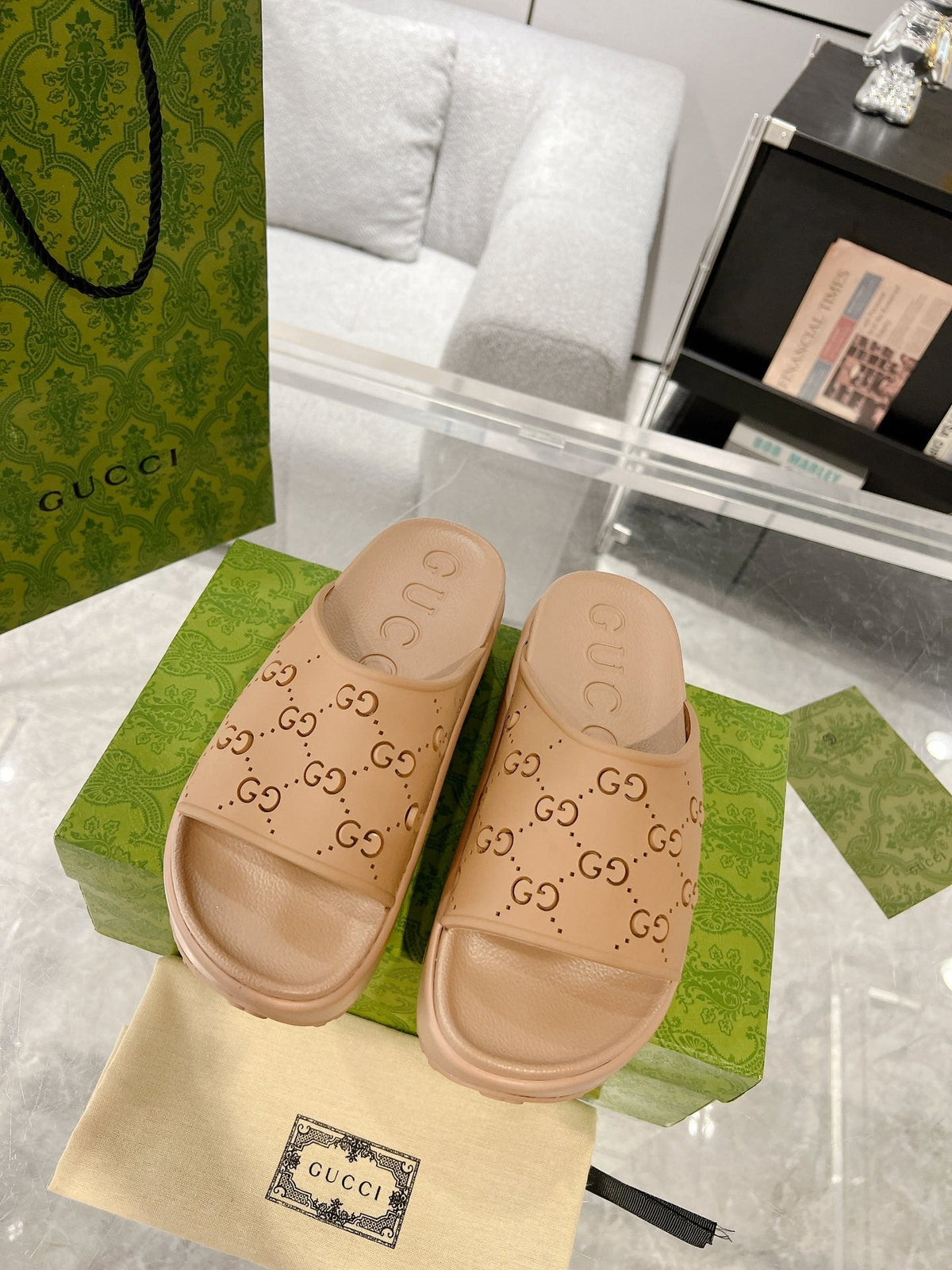 GC 25 50mm Monogram Slide Sandal Brown Cowhide 292395