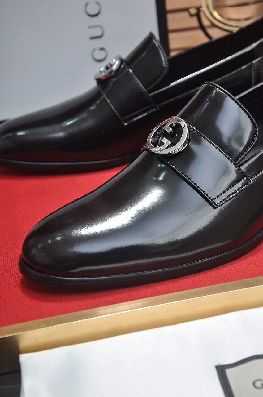 GG Men's Loafer Black GG Silver Patent Leather 552798