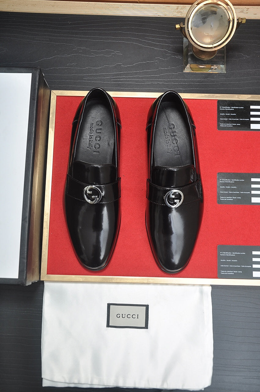 GG Men's Loafer Black GG Silver Patent Leather 552798