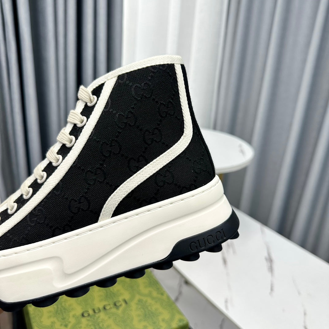 GG HIGH TOP SNEAKER FLATFORM BLACK CANVAS