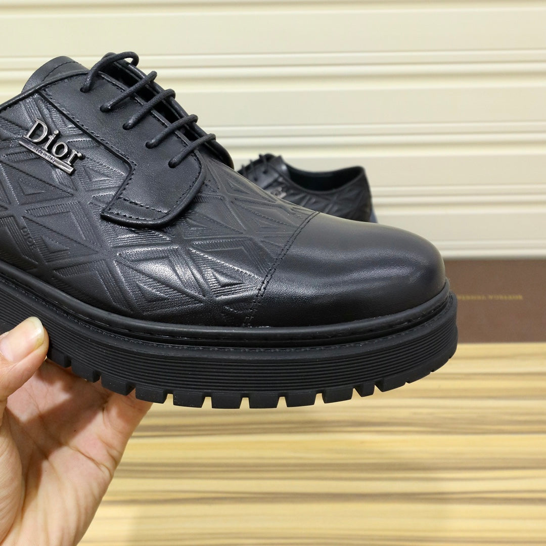 CD LACE-UP LOAFER BLACK GEOMETRIC CALFSKIN