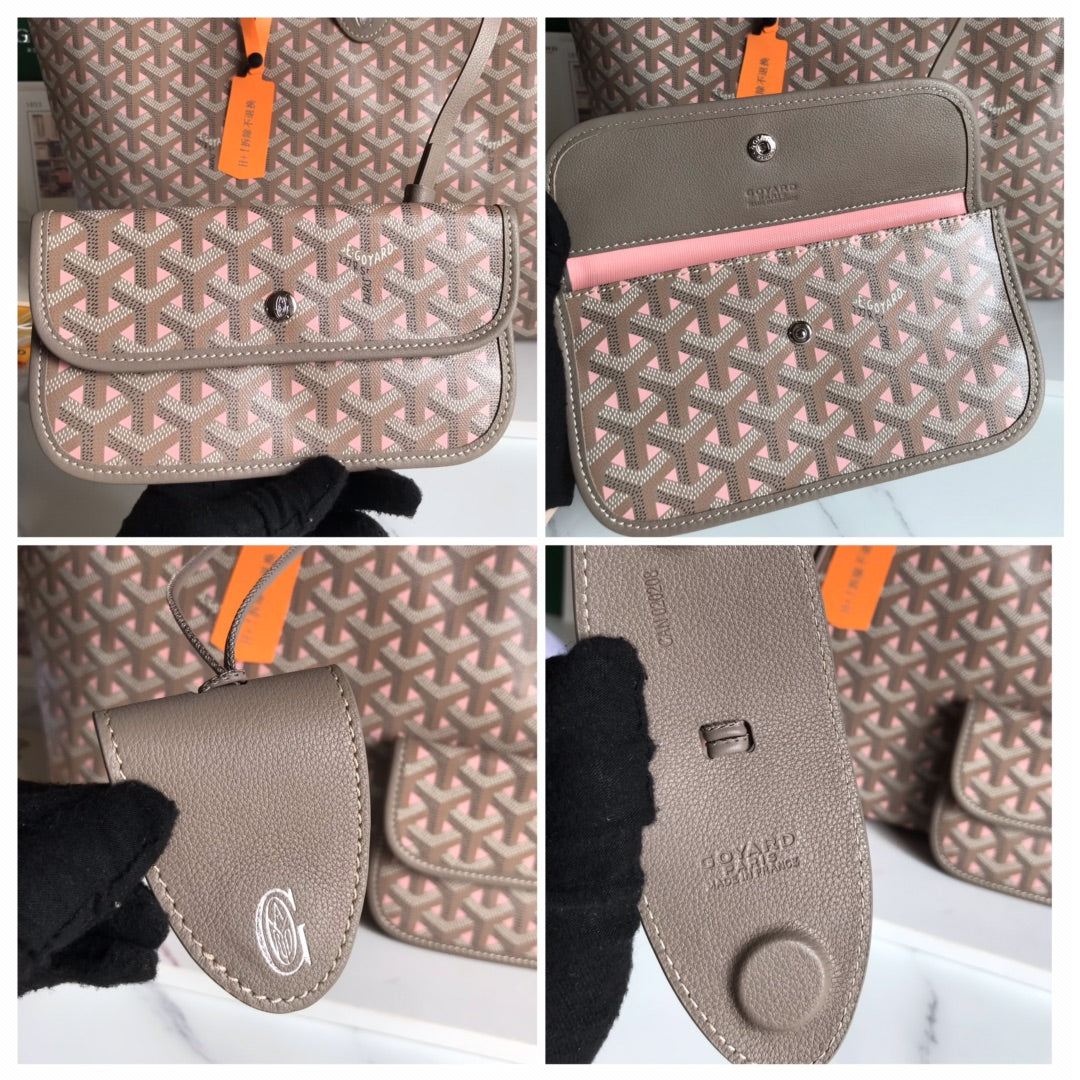SAINT LOUIS PM 34 IN GREY MIX PINK GOYARDINE CANVAS AND CALFSKIN