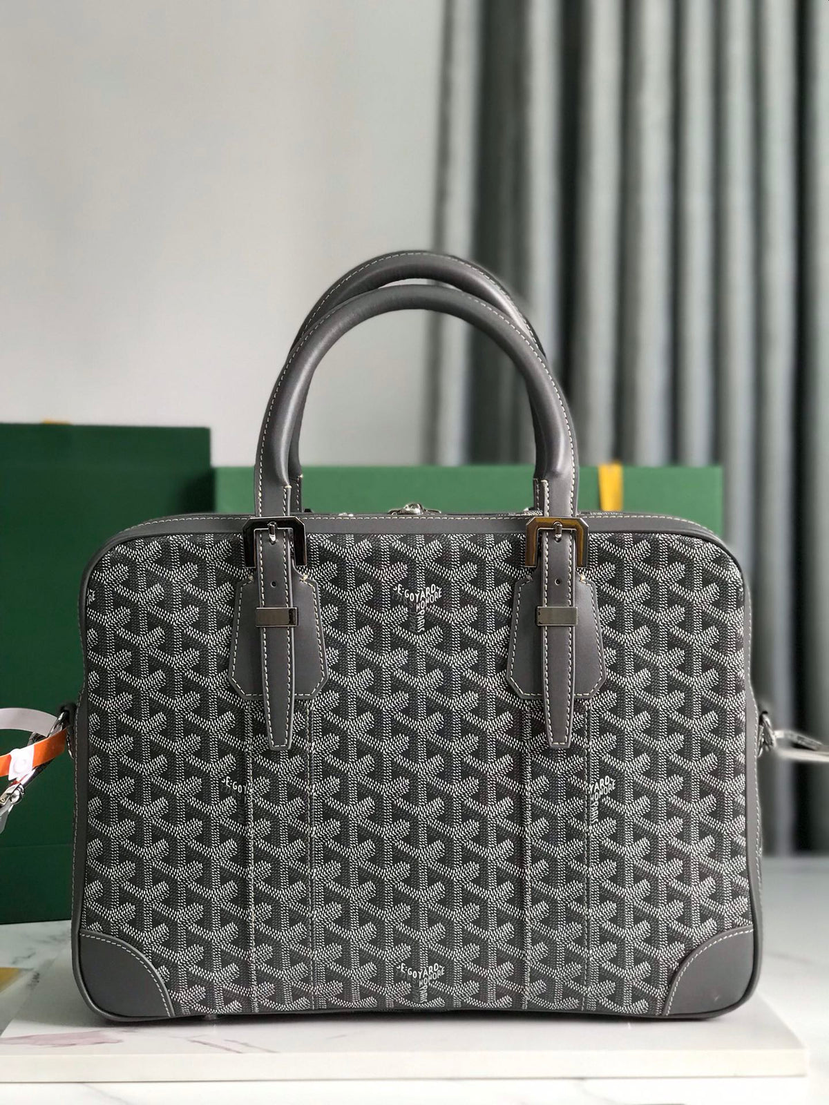 AMBASSADE DOCUMENT CASE 35 IN GRAY GOYARDINE CANVAS
