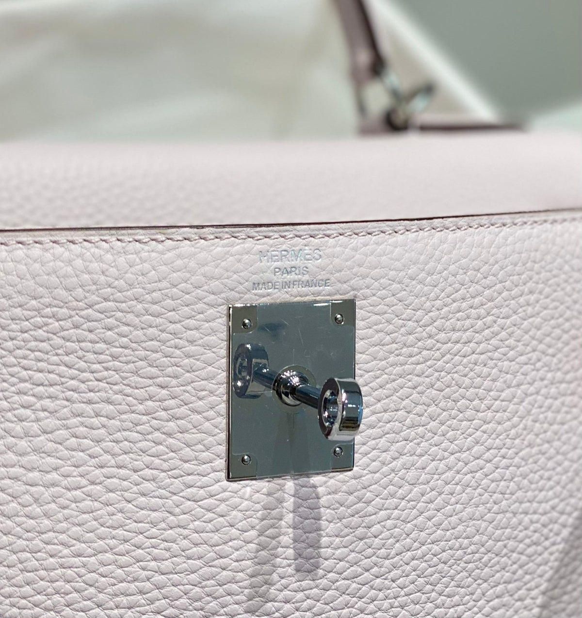 HM KELLY 28CM LIGHT PINK TOGO SILVER HARDWARE