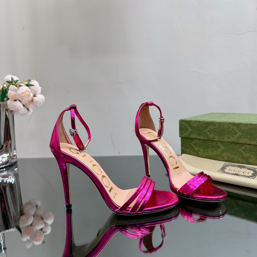 GG 105 HIGH HEEL SANDAL METALLIC PURPLE LAMBSKIN