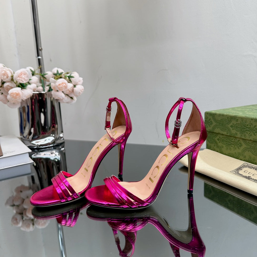 GG 105 HIGH HEEL SANDAL METALLIC PURPLE LAMBSKIN