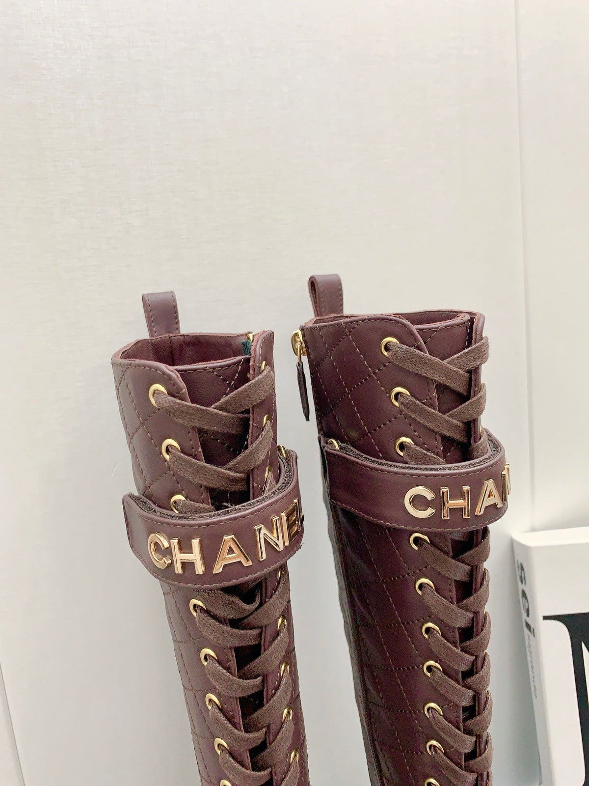 Chanel 2026 Quilted Lace-Up Combat Boots Calfskin 162266