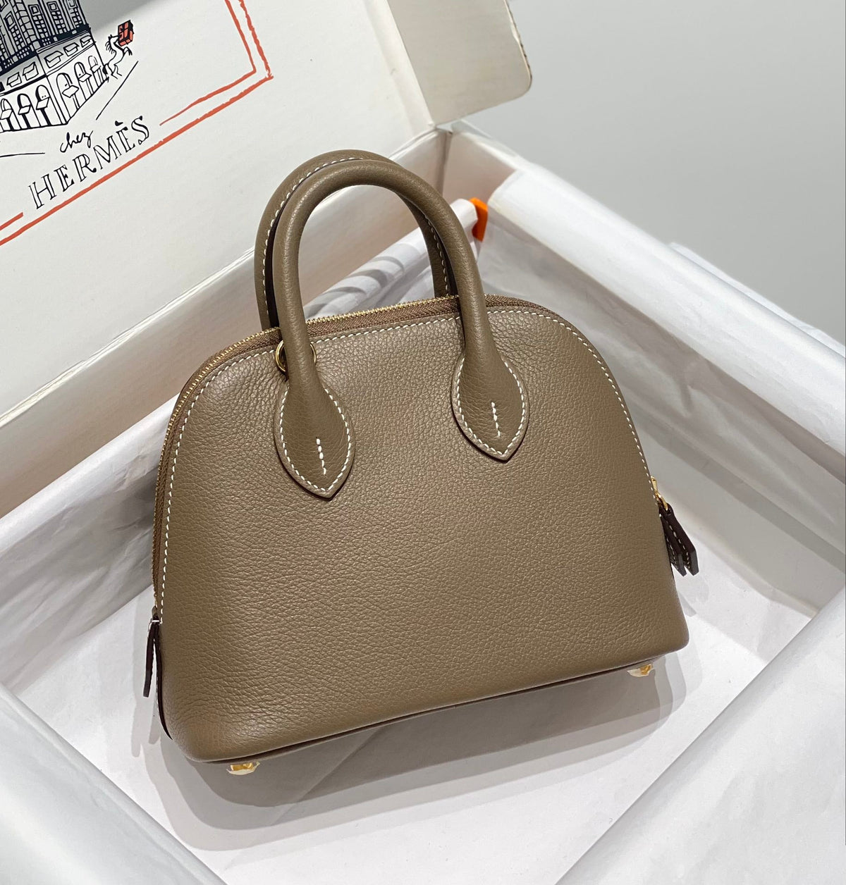 High-end Hermes 2026 Bolide Bowling Bag 18cm Evercolor Leather 1