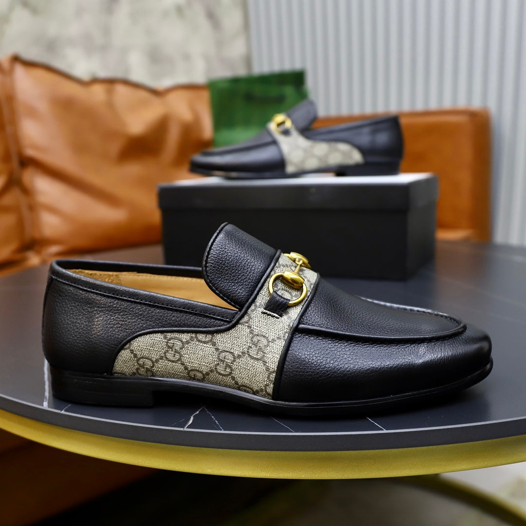 GG Men's Loafer Black Cowhide Canvas 551268