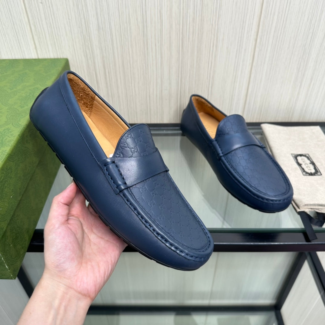 GG Men's Loafer Navy Blue Cowhide 165497