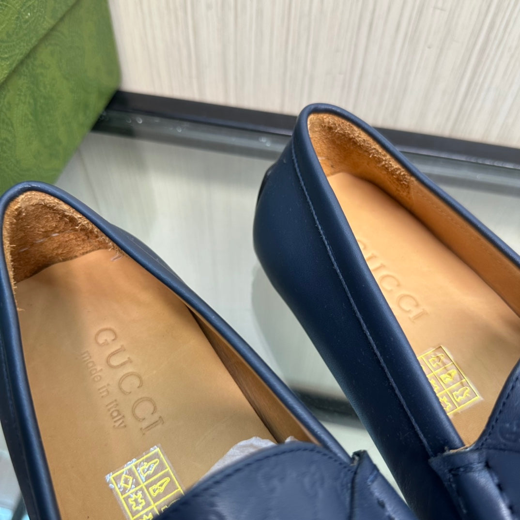 GG Men's Loafer Navy Blue Cowhide 165497