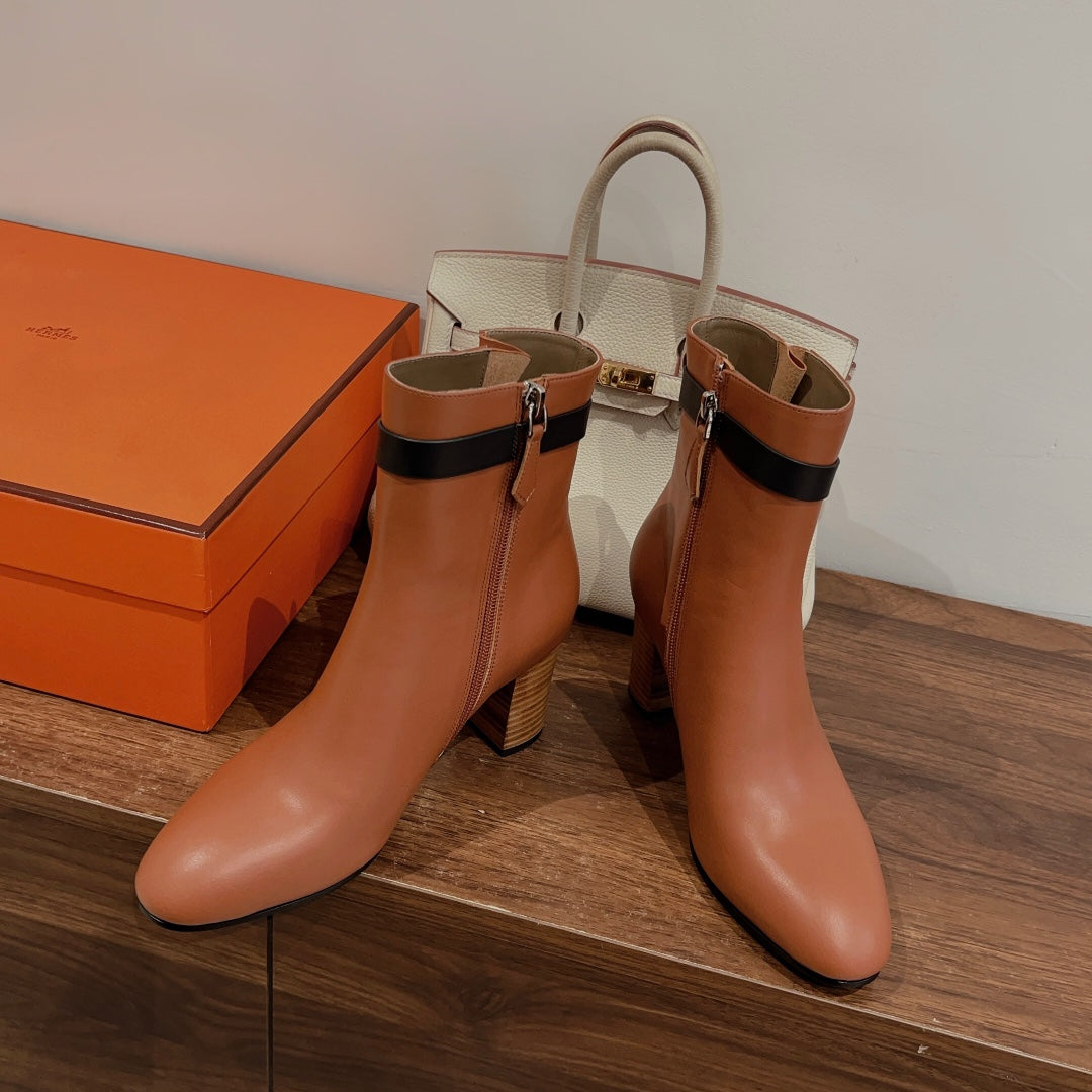 HM Saint Germain Ankle Boot Brown Black Calfskin