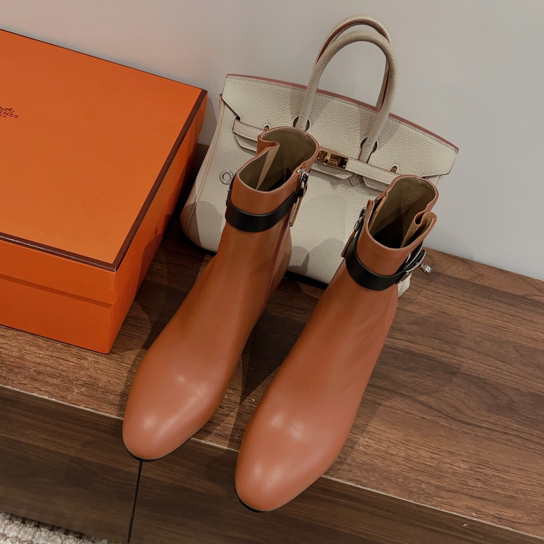 HM Saint Germain Ankle Boot Brown Black Calfskin