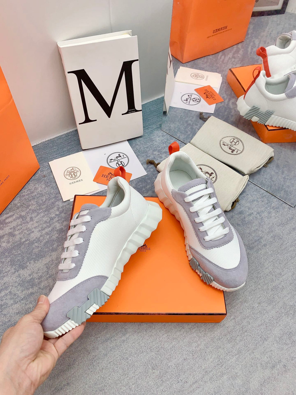 HM Bouncing Sneaker In Grey Mesh Fabric 106455