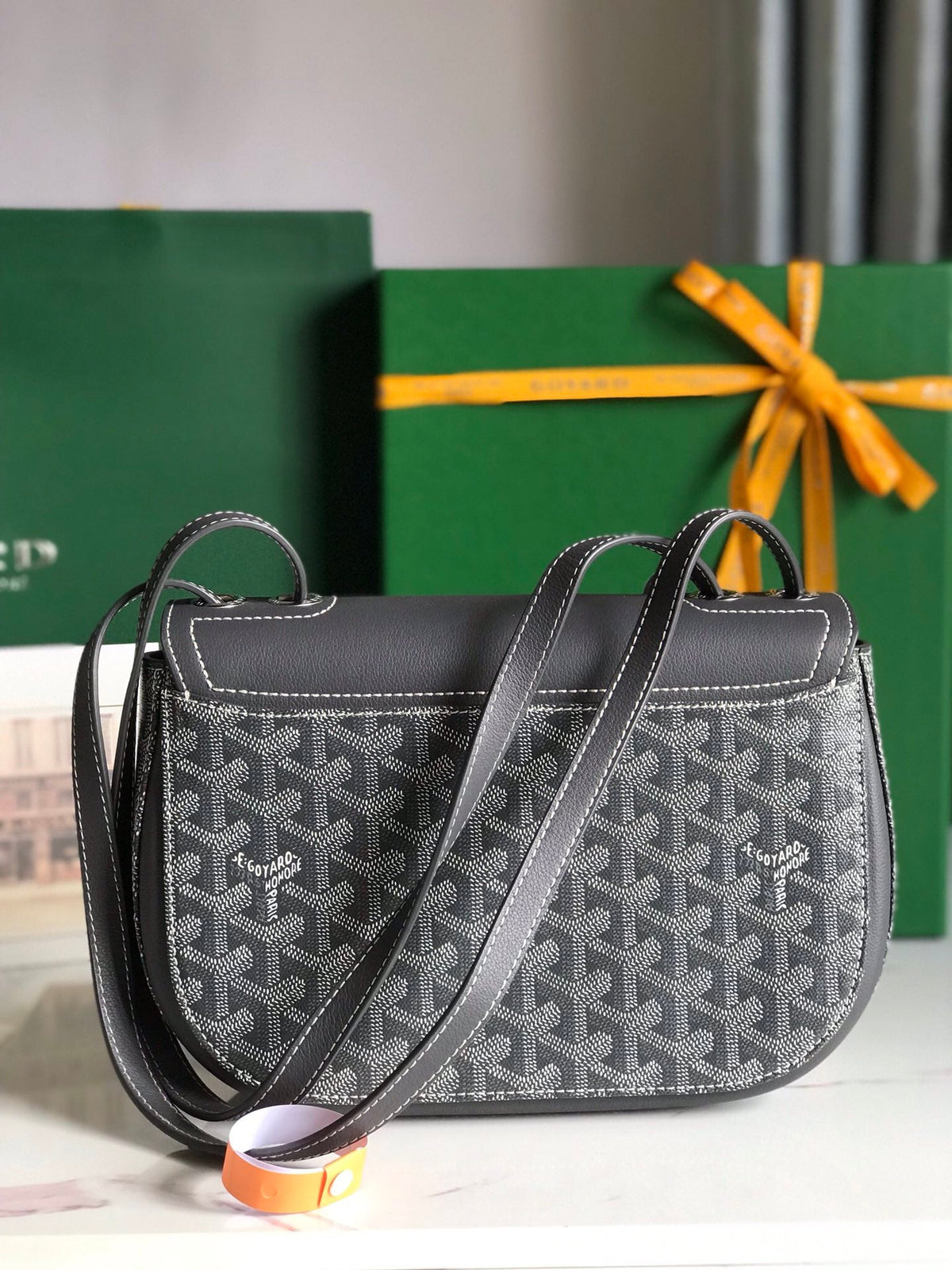 233 BAG 25 IN GRAY CALFSKIN AND GOYARDINE CANVAS