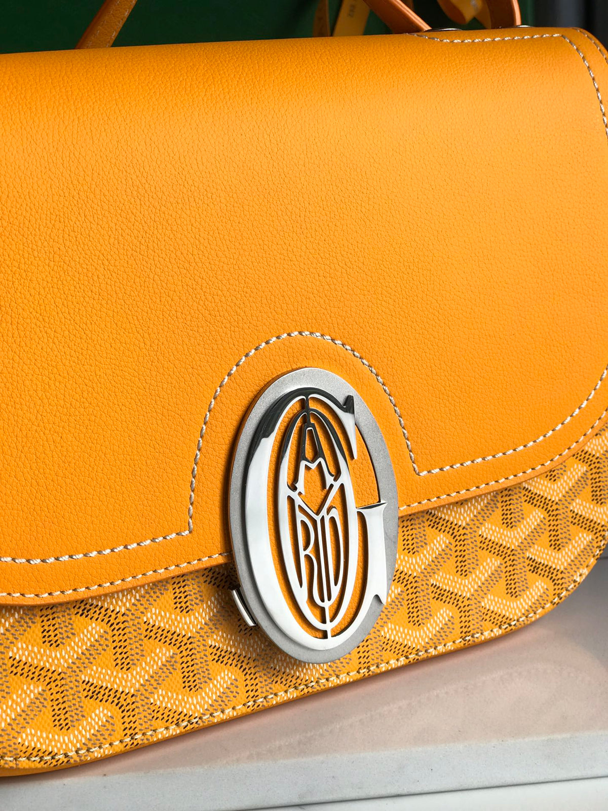 233 BAG 25 IN YELLOW CALFSKIN AND GOYARDINE CANVAS