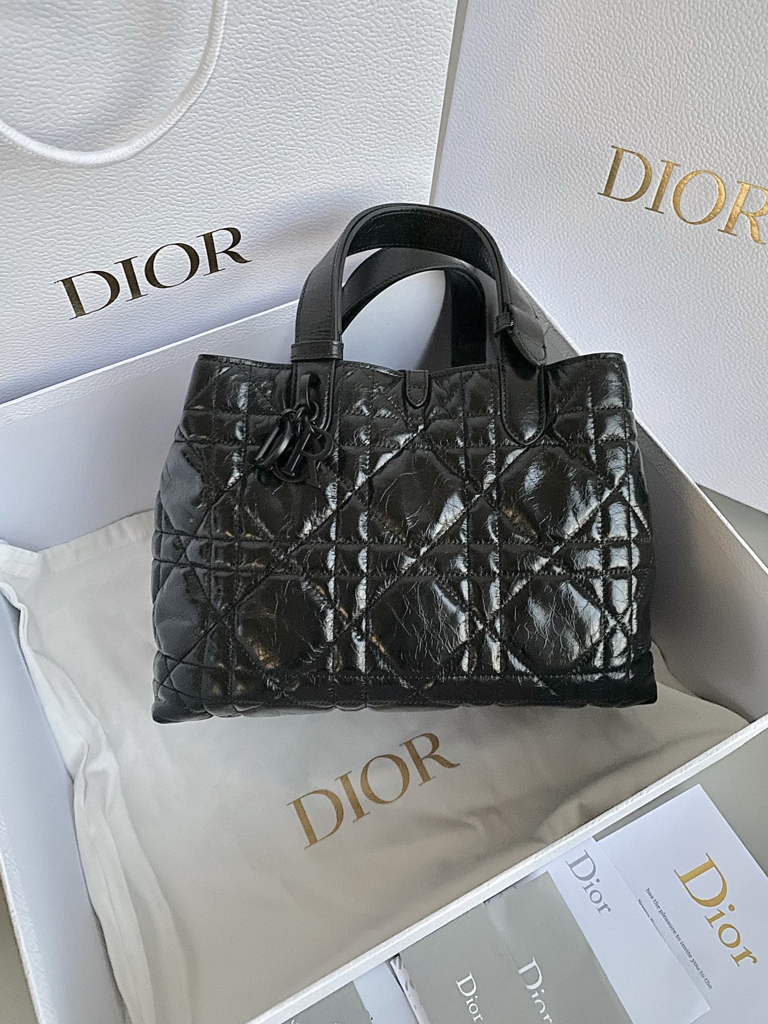 cd medium toujours all black calfskin