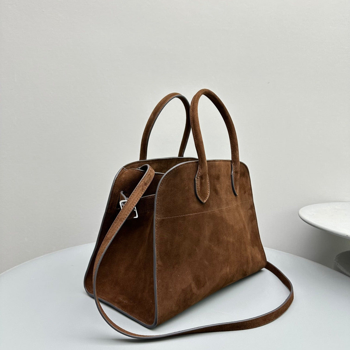 The Row Margaux 12 32cm Tote Bag In Suede
