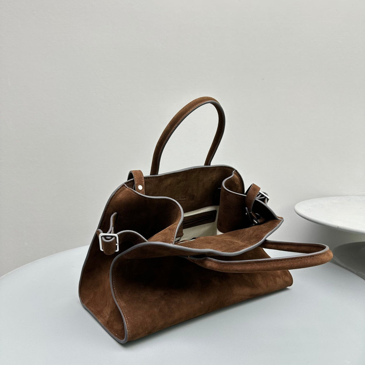 The Row Margaux 12 32cm Tote Bag In Suede