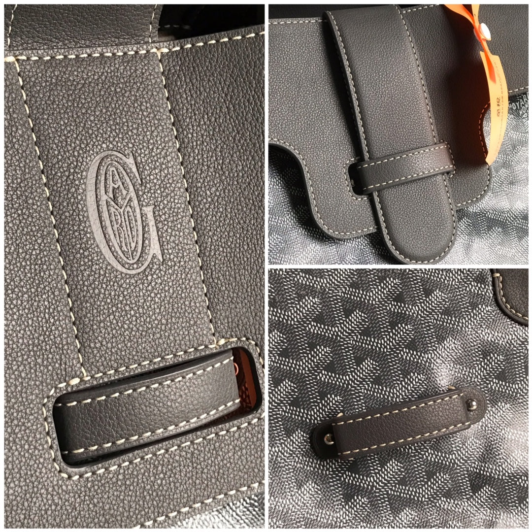 SAIGON SOUPLE BAG 34 IN GREY GOYARDINE CANVAS AND CALFSKIN