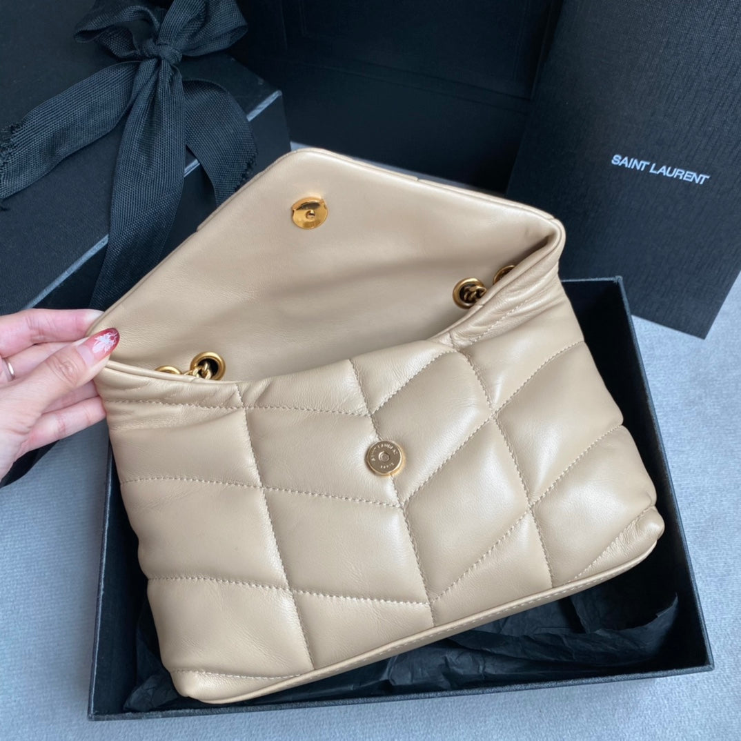 LOULOU MINI 23 CREAM QUILTED GOLD HARDWARE