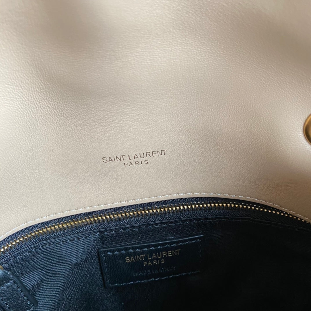 LOULOU MINI 23 CREAM QUILTED GOLD HARDWARE