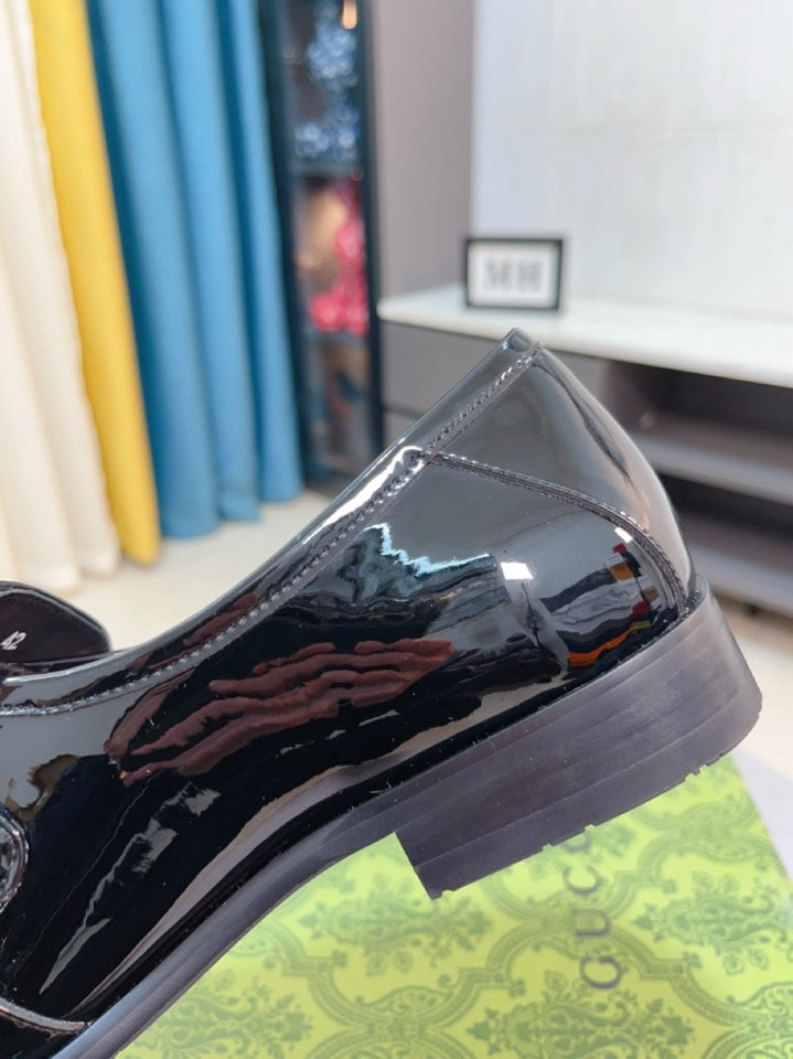 GG Men's Loafer Black Canvas Patent Leather 330406