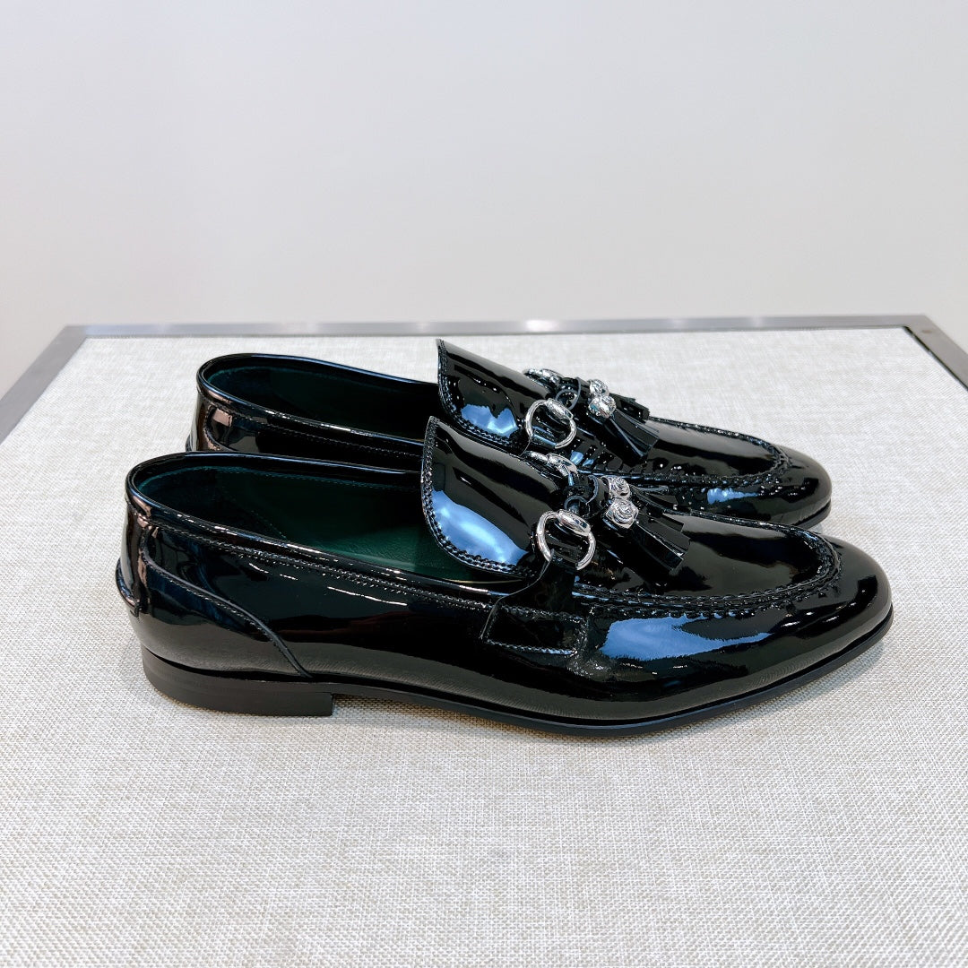 GG Men's Tassel Loafer Black Patent Leather 361345