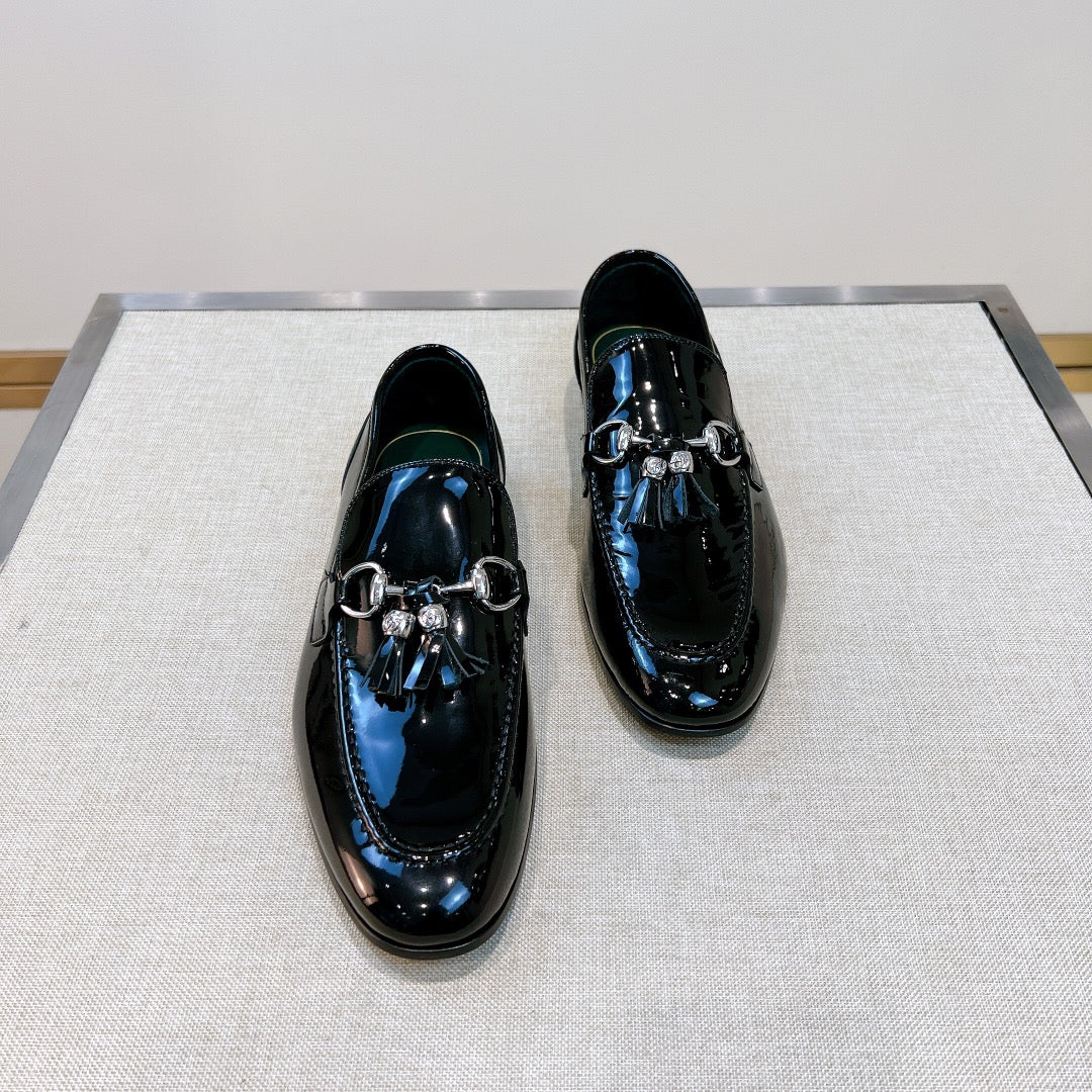 GG Men's Tassel Loafer Black Patent Leather 361345