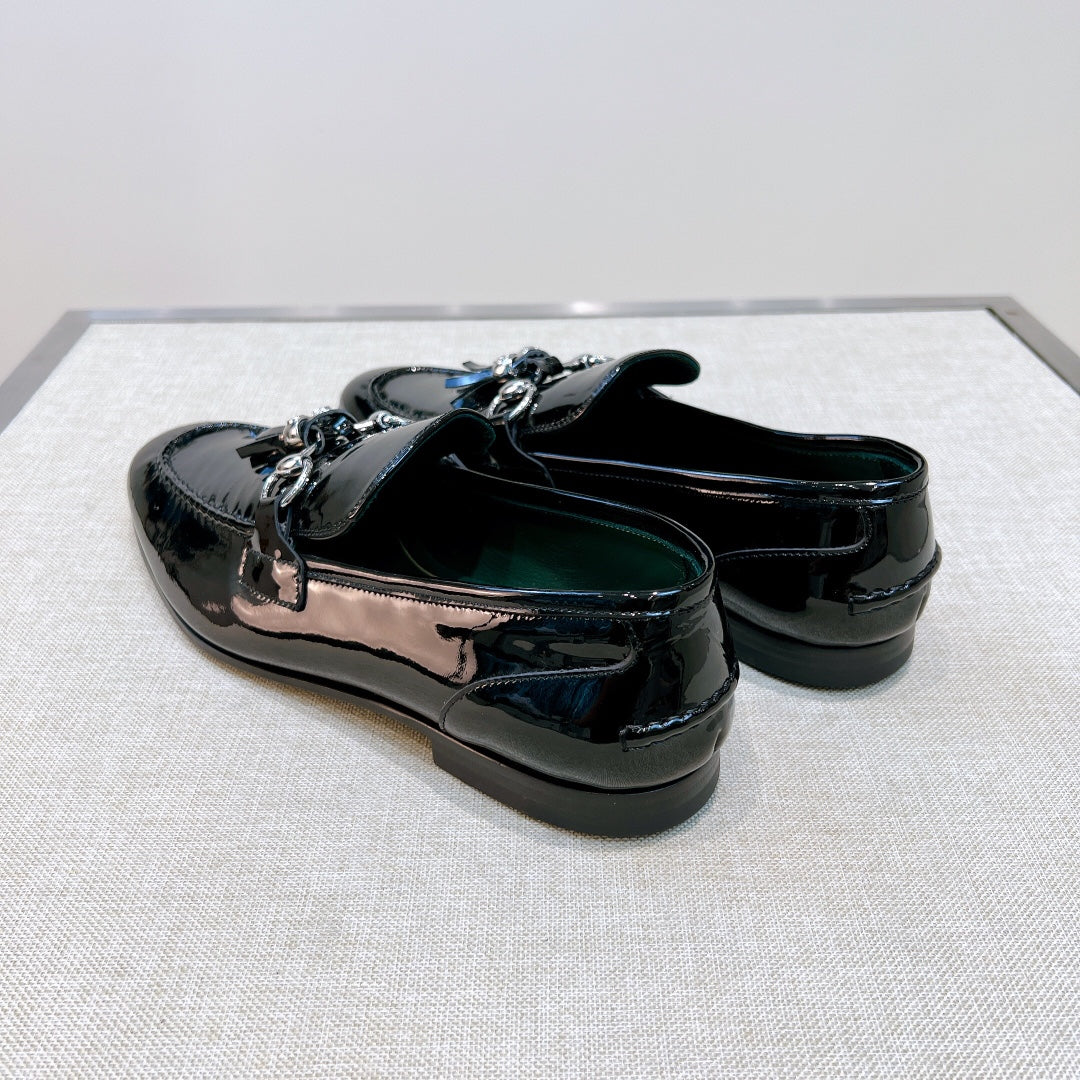 GG Men's Tassel Loafer Black Patent Leather 361345