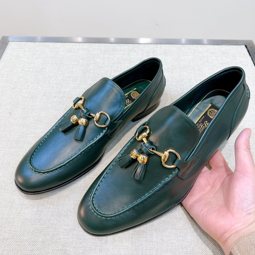 GG Men's Tassel Loafer Green Calfskin 361358